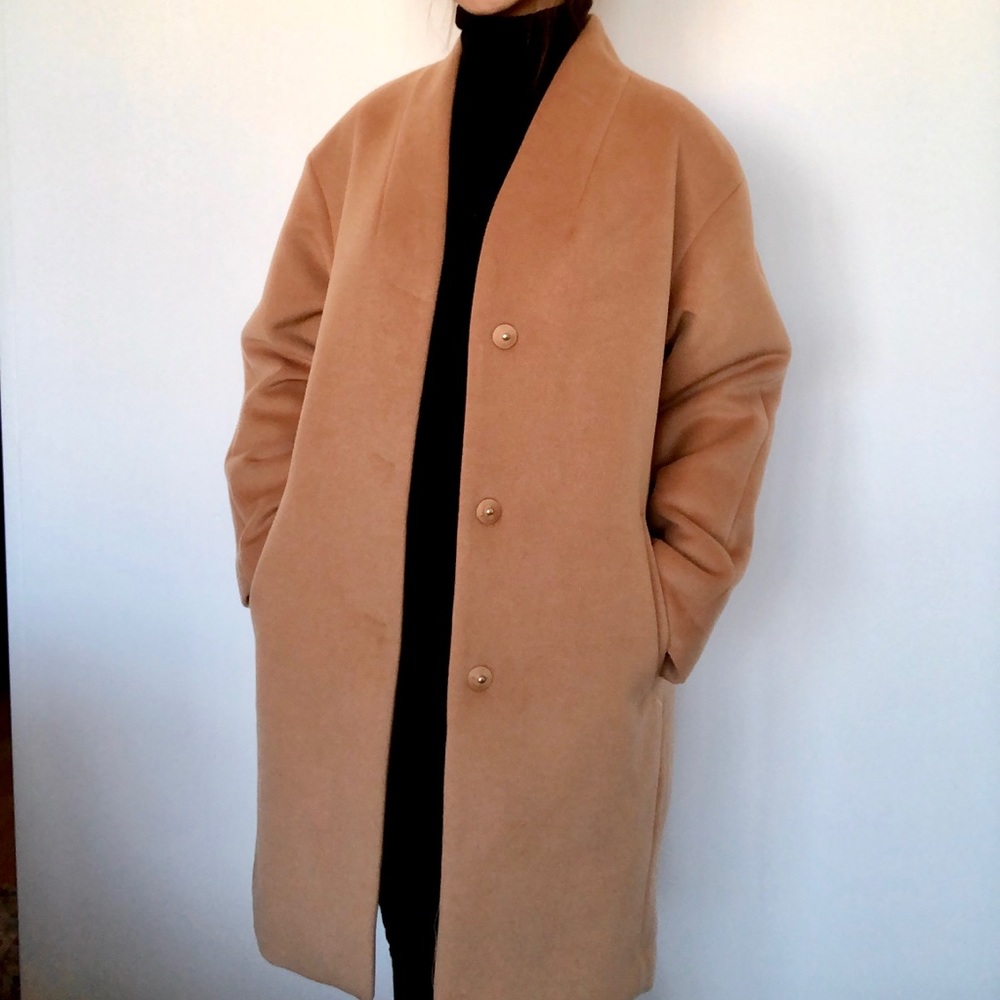 Martha Stewart camel brown oversized pea coat